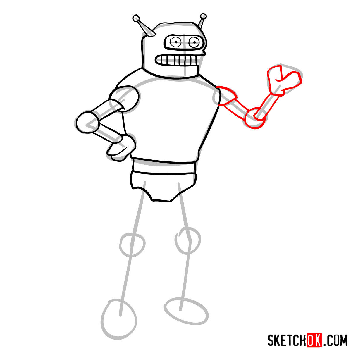 How to draw Calculon from Futurama - step 08